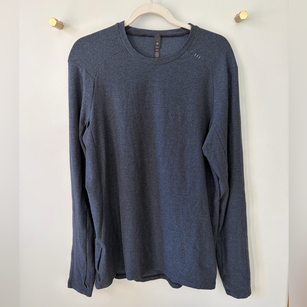 NWOT- Lululemon Men's Heathered Navy Long Sleeve Shirt - Large